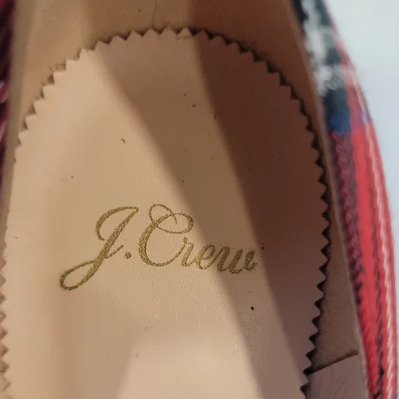J. Crew Red and Black Stewart Tartan Plaid Heels - Picture 5 of 8